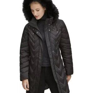 Andrew Marc Matte Down & Feather Quilted Hooded Puffer Coat